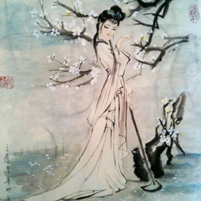 Daiyu Zang Hua (Daiyu burying flowers).